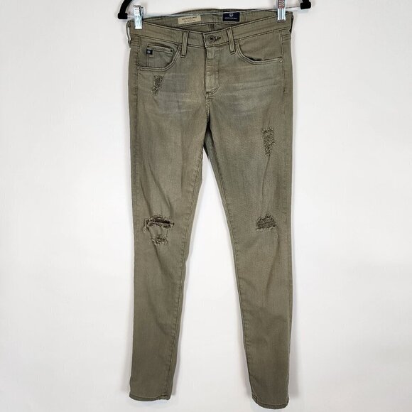 AG Adriano Goldschmied The Legging Super Skinny‎ Ankle Jeans Olive Distressed 26 - Picture 5 of 14